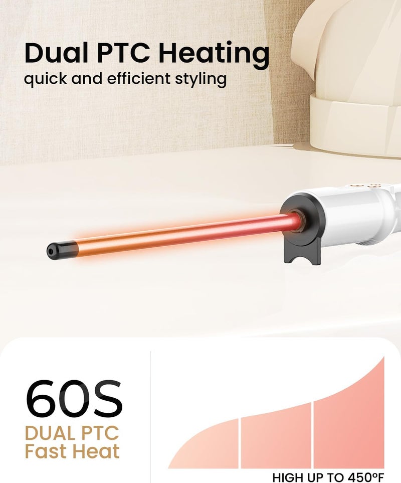Hoson Small Curling Wand 3/8 Inch, Thin Curling Wand for Short Hair, 9mm Ceramic Long Barrel with Adjustable Temperature - Image 3